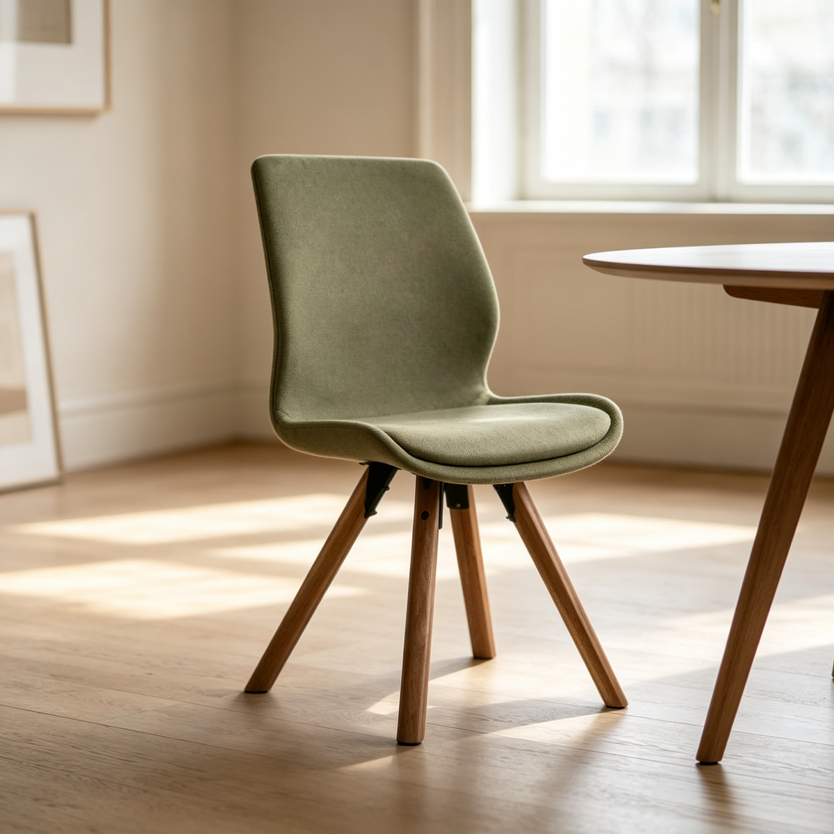 🌿 Élégance & confort au quotidien !
Avec son tissu vert sauge doux, ses pieds en bois naturel et son dossier haut enveloppant, cette chaise allie parfaitement style contemporain et confort 🪑✨
🏡 Idéale pour le salon, la chambre ou un coin lecture chaleureux.