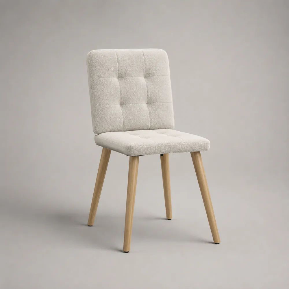Chaise de salle à manger 55 x 60 x 85 cm tissu beige avec assise rembourrée et pieds en bois