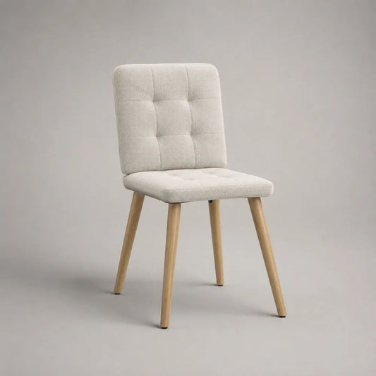 Chaise de salle à manger 55 x 60 x 85 cm tissu beige avec assise rembourrée et pieds en bois