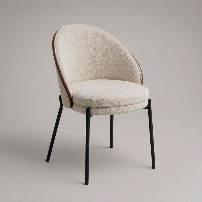 Chaise de salle à manger 60 x 60 x 80 cm beige avec assise rembourrée en tissu et pieds en acier noir