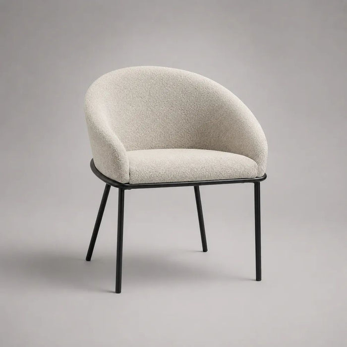 Chaise de salle à manger 60 x 60 x 80 cm tissu bouclé beige avec assise rembourrée et pieds en acier noir