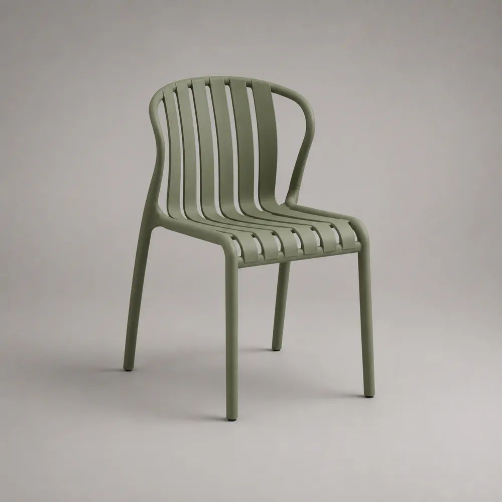 Chaise de salle à manger 55 x 55 x 80 cm polypropylène vert sauge avec dossier à lattes