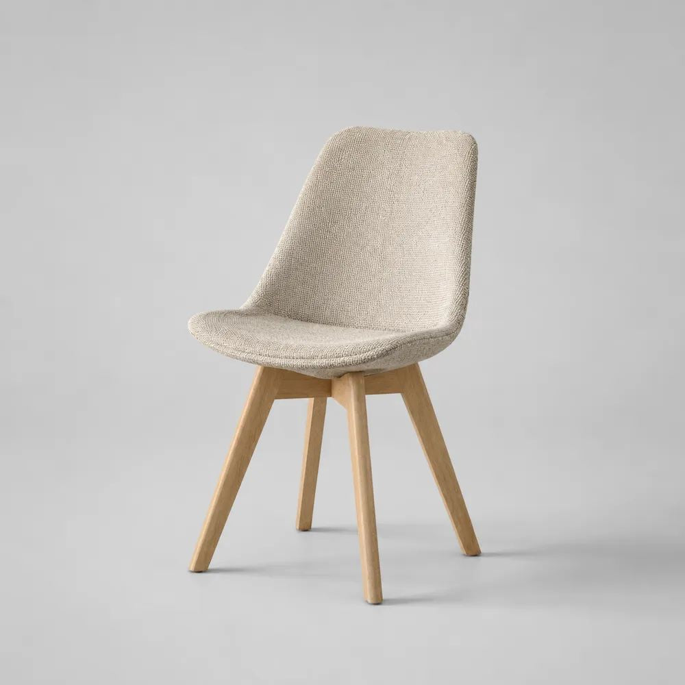 Chaise de salle à manger 55 x 60 x 85 cm beige en tissu avec assise rembourrée et pieds en bois