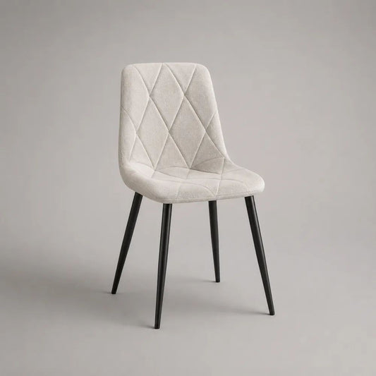 Chaise de salle à manger 50 x 55 x 85 cm tissu blanc cassé avec assise rembourrée et pieds en acier noir