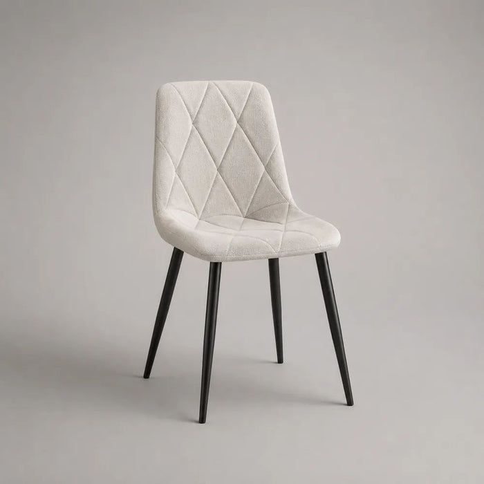 Chaise de salle à manger 50 x 55 x 85 cm tissu blanc cassé avec assise rembourrée et pieds en acier noir