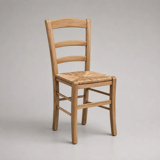 Chaise de salle à manger 50 x 55 x 90 cm en bois naturel avec assise tressée beige