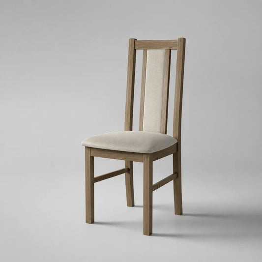 Chaise de salle à manger 48 x 56 x 98 cm bois massif beige avec assise rembourrée en tissu polyester