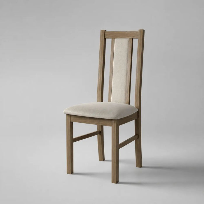 Chaise de salle à manger 48 x 56 x 98 cm bois massif beige avec assise rembourrée en tissu polyester