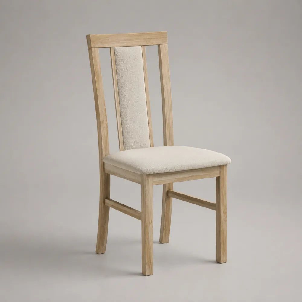 Chaise de salle à manger 50 x 55 x 95 cm bois clair avec assise rembourrée tissu beige