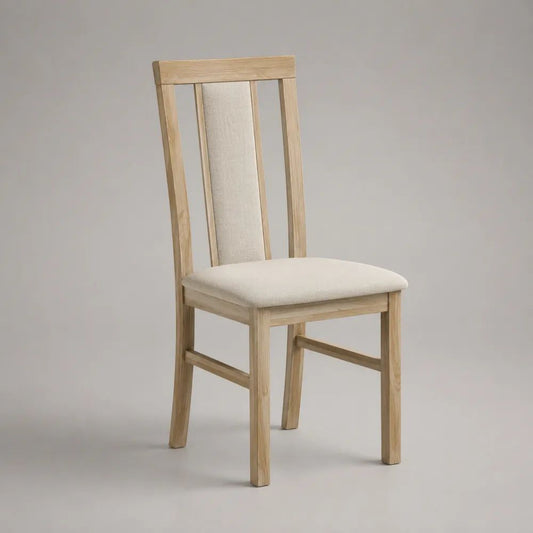 Chaise de salle à manger 50 x 55 x 95 cm bois clair avec assise rembourrée tissu beige