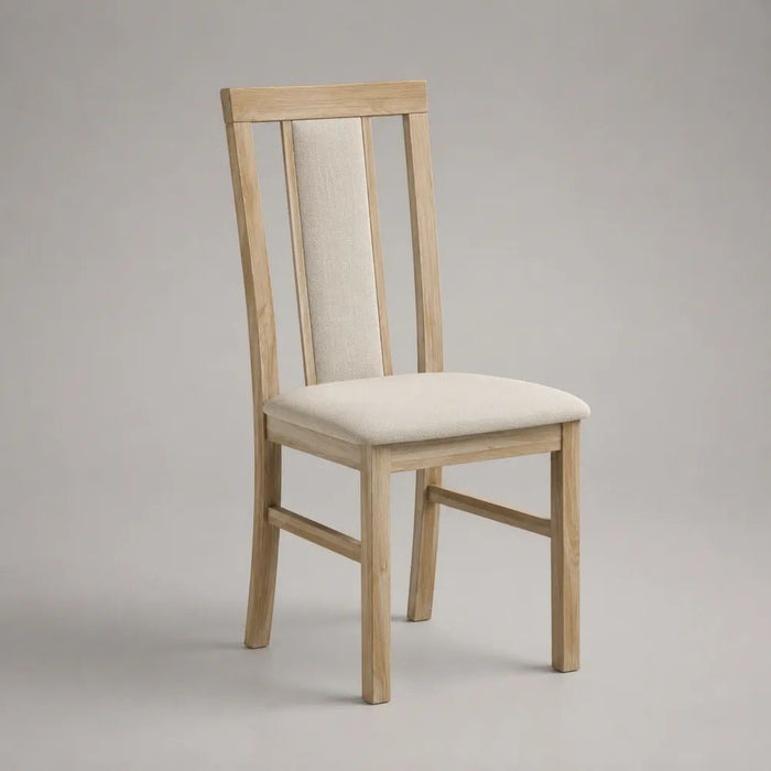 Chaise de salle à manger 50 x 55 x 95 cm bois clair avec assise rembourrée tissu beige