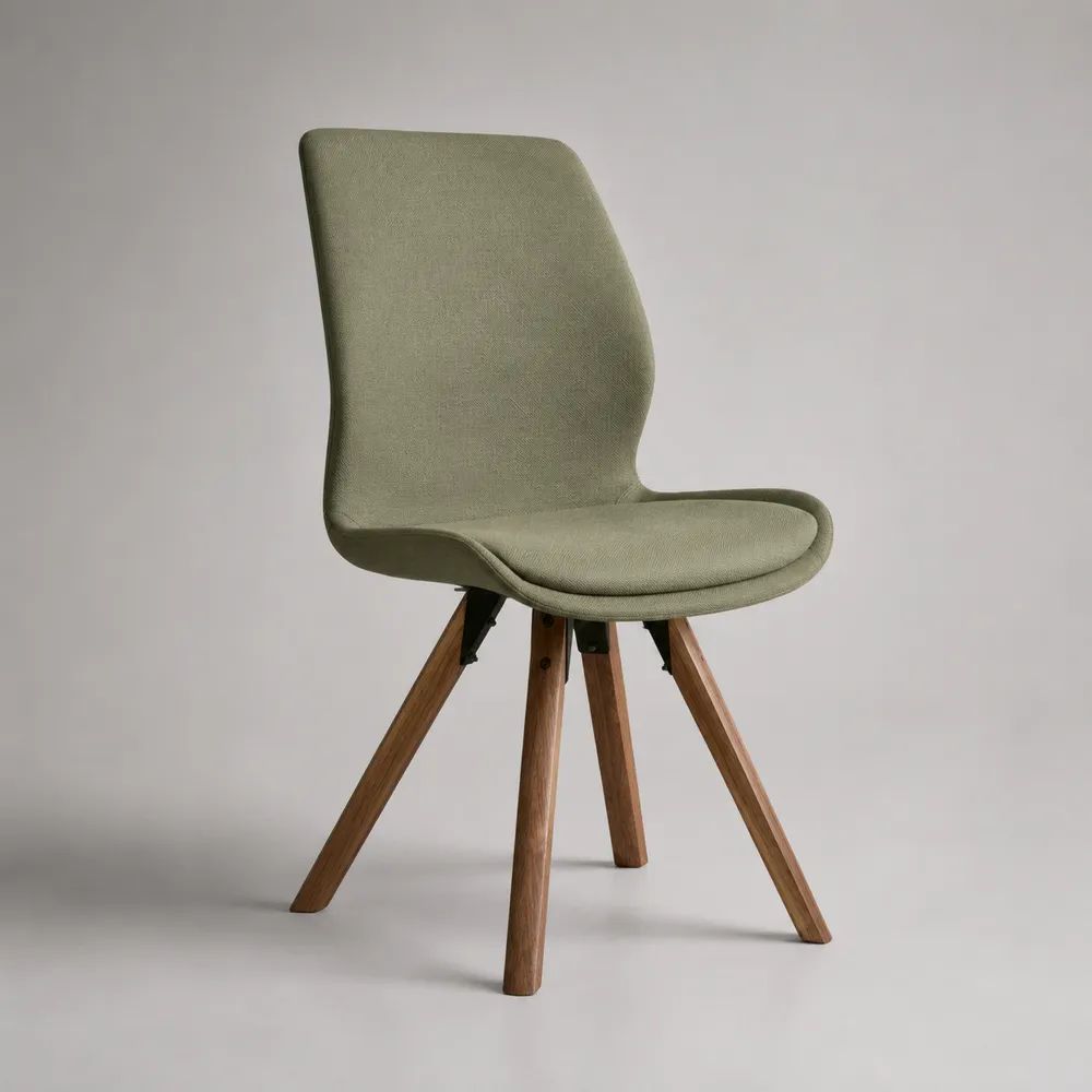 Chaise de salle à manger 55 x 60 x 85 cm vert sauge en tissu avec assise rembourrée et pieds en bois