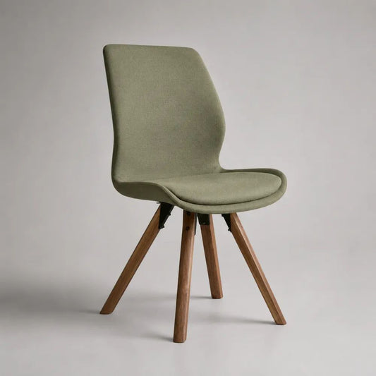 Chaise de salle à manger 55 x 60 x 85 cm vert sauge en tissu avec assise rembourrée et pieds en bois