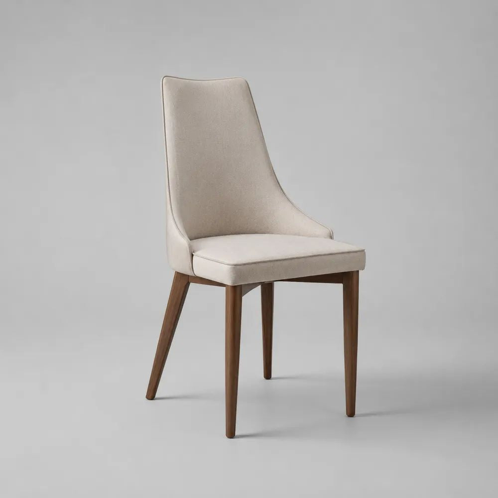 Chaise de salle à manger 50 x 60 x 85 cm tissu beige avec assise rembourrée et pieds en bois marron