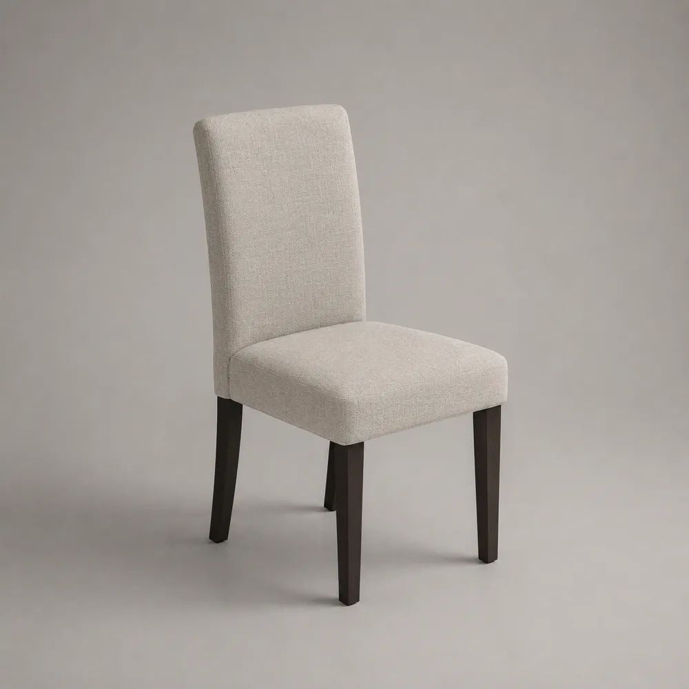 Chaise de salle à manger 55 x 60 x 85 cm beige en tissu avec dossier haut et pieds en bois noir