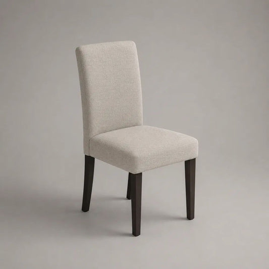 Chaise de salle à manger 55 x 60 x 85 cm beige en tissu avec dossier haut et pieds en bois noir