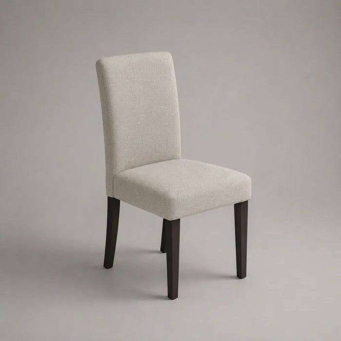 Chaise de salle à manger 55 x 60 x 85 cm beige en tissu avec dossier haut et pieds en bois noir